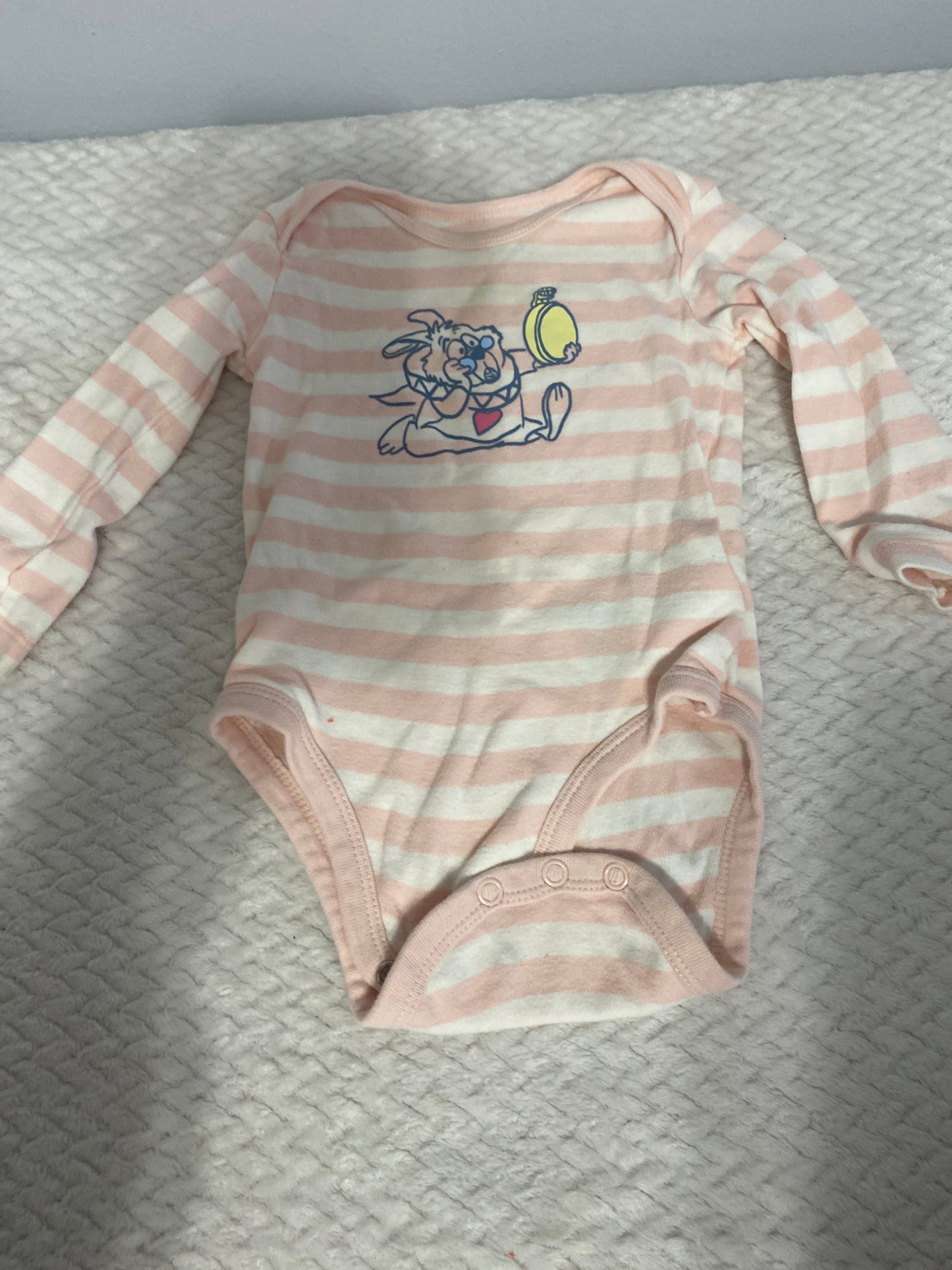 Striped light pink onsie 9m