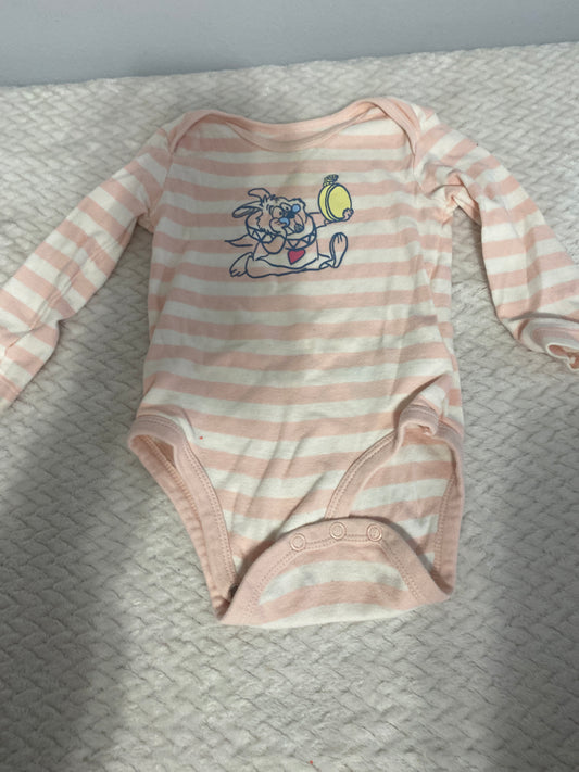 Striped light pink onsie 9m